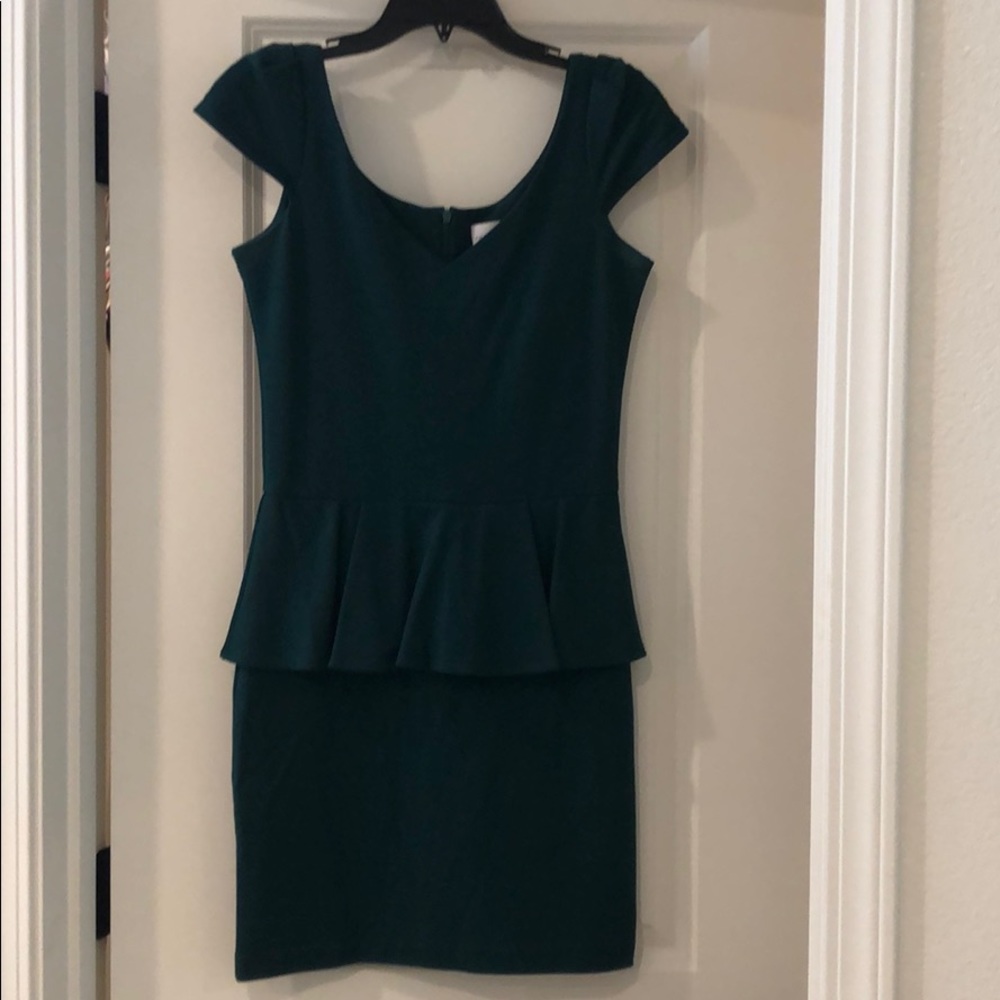 Amanda Uprichard Emerald Peplum Dress Cap Sleeve